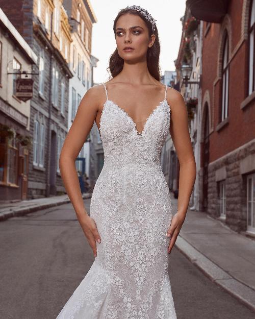 124110 backless mermaid wedding dress with long train and spaghetti straps1